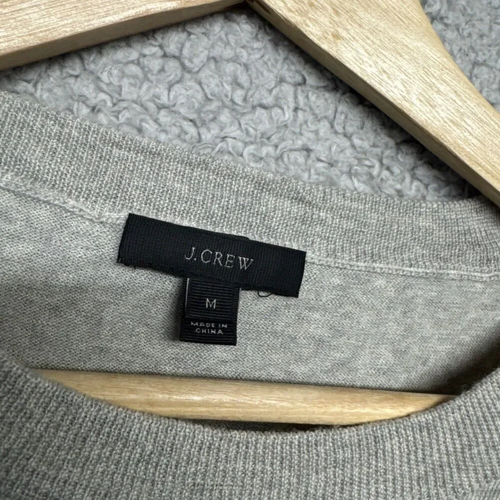 J Crew Women's Tippi Sweater Embroidered Red Lips Size M Gray Soft Crew Neck.